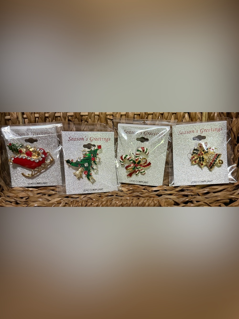 Holiday Brooch - Red, Green, Gold pick 1